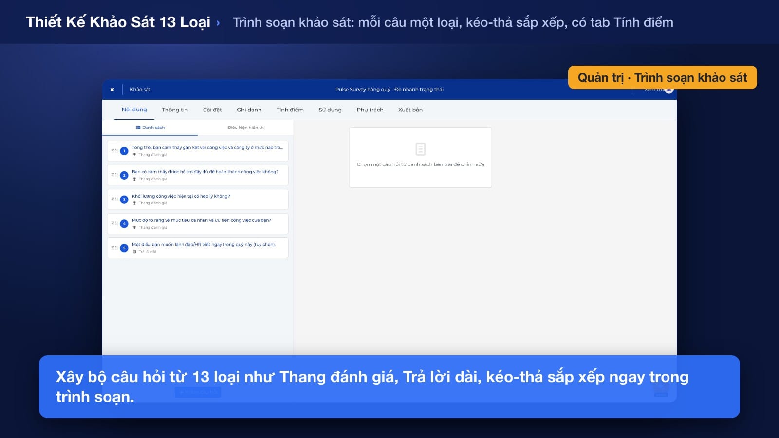 Màn hình tạo chiến dịch khảo sát nhu cầu đào tạo, gửi tới nhóm nhân sự theo phòng ban trên Noova