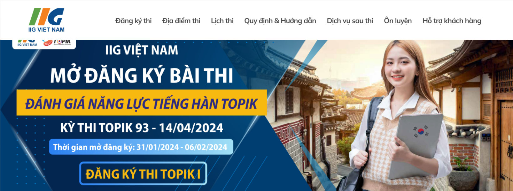 Hướng dẫn thao tác đăng ký thi TOPIK online